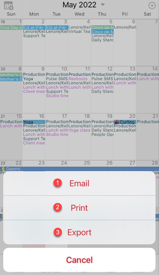 WeekCal How to Share or Print your calendar Week Calendar