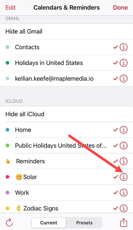 WeekCal How to Change Imported/Subscribed Calendar Details Week